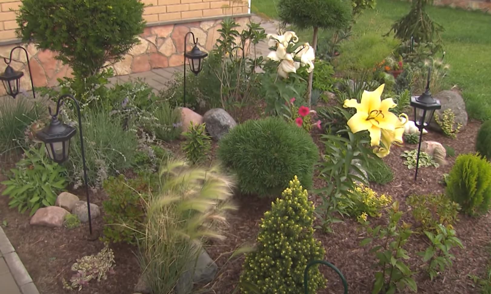 Альпинарий с камнями и растениями